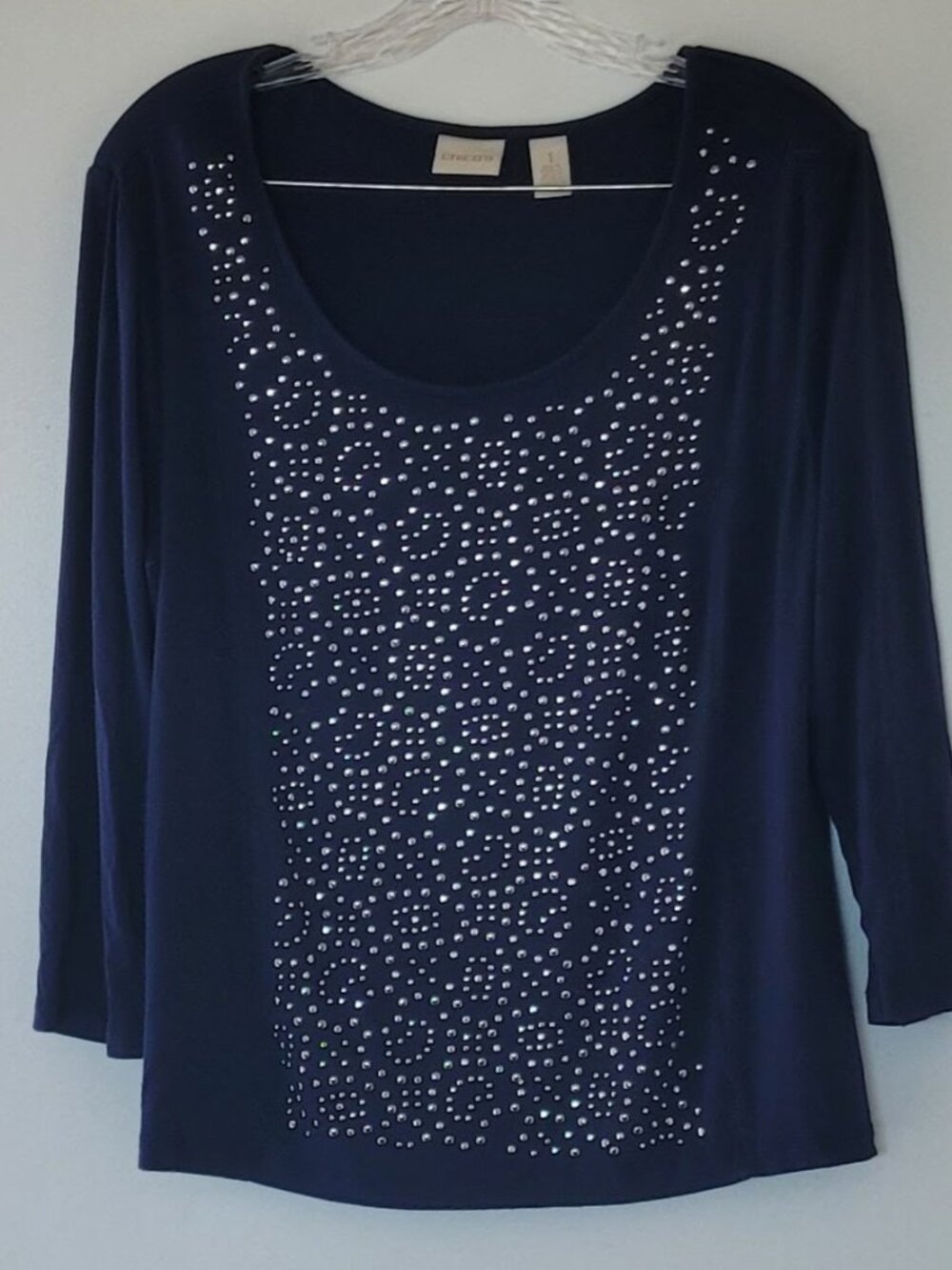 Chico's metallic stud embossed top